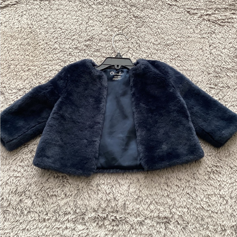 Cherokee Navy Faux Fur Kids Cape